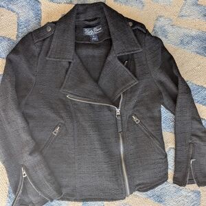 Lucky Brand- Black Cotton Weave Motorcycle Style Jacket S